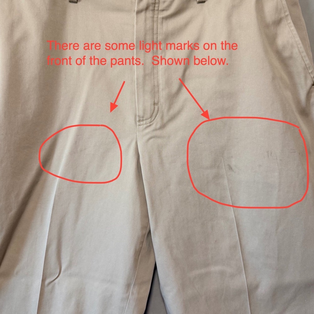 LL Bean Comfort Waist Chinos Mens Size 38 Khaki Cotton Twill Pants *See Photos - Picture 3 of 7